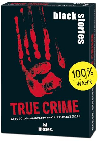 Moses. Black Stories True Crime - 50 Rätsel rund um Reale Kriminalfälle, Krimi Kartenspiel mit Spielvariante und Punktechips, Rätselspiel für Jugendliche und Erwachsene