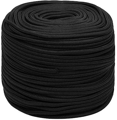 vidaXL Corda per barca, accessori per cavi di ancoraggio, corda intrecciata per barche, bobine, yacht, corda nautica, nera, 10 mm, 500 m, in polipropilene