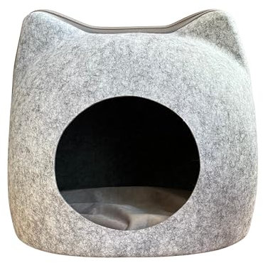 EL ÁTICO PETS Katzenhöhle Filz für Katzen. Katzen Bett. Bed Rest. Cat Bed. Katzenbett Höhle und Katzen Kissen Inbegriffen. Katzen Haus. Kuschelhöhle Katze. Katzen Iglu. Cat House (grau, Groß)