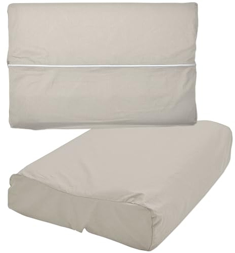 Nackenkissen Bezug 30x50 cm Beige Gesundheitskissen Überzug | Baumwolle Gesundheitskissen Vollschutzbezug mit Reißverschluss, Überzug für Nackenstützkissen, Universalbezug, Kissenhülle