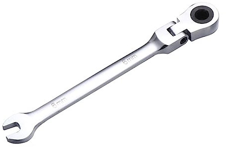 jojofuny 6mm Dual Head Ratchet Spanner Wrench 180° Flexible Pivoting Head Adjustable Tool for Mechanical and Bicycle Repair