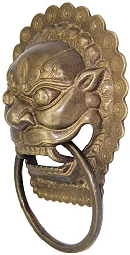 SGKOMN Türklopfer für die Haustürdekoration, Löwen, Messing, Türgriff, Torgriff für traditionelles Wohndekor,Bronze Large