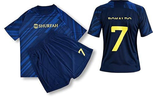 VEGAS FC Bambini, Maglie Calcio, Abbigliamento Sportivo Unisex, Kit Calcio, Maglie Pantaloncini Allenamento Ragazzi, Abbigliamento Sportivo (IT, Testo, 10 Anni, Navy Blue)