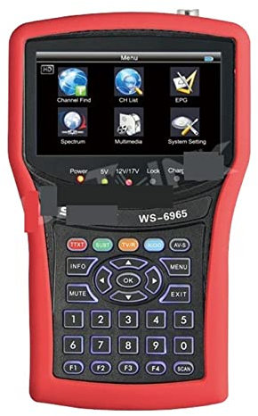 Buscador de satélite, medidor de señal, WS-6965 DVB-T2 Buscador de medidor de señal terrestre MPEG-2 MPEG4 H.264 Sat Find Analizador de espectro LCD de 4,3 pulgadas para ajustar la antena parabólica d