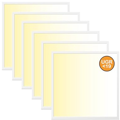 WSU Lights 6x LED Panel, Deckenleuchte, 62x62cm, 4400lm, 3000K, 40W, UGR<19, inkl. Trafo, Rasterleuchten, Einlegeleuchte, Büroleuchten (3000 Kelvin (warmweiß), 6 Stück)