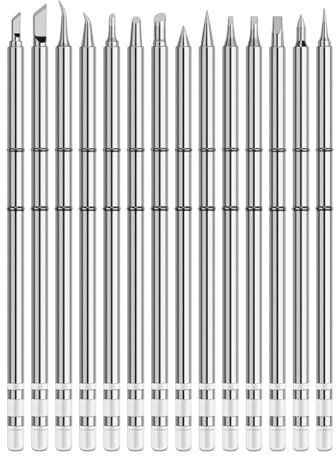 Veesper T12 Soldering Tips 10 Pack 70W Soldering Iron Tips 12-24V with Multiple Plated Layers, Fast Heating Replacement for Station, Repair Work