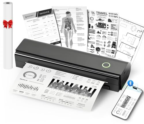 NDYIN Portable Printers Wireless for Travel, N80 Wireless Thermal Printer Bluetooth Inkless Printer Support 8.5 X 11 US Letter & A4, Compatible with iOS, Android, Laptop
