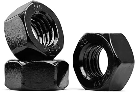 MINHER Dadi M4-0,7 (DIN 934 / ISO 4032) | Dadi Esagonali in Acciaio Inox Ossidato Nero A2 V2A (50 Pezzi)