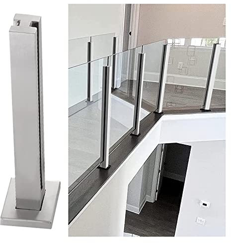 Ensemble de poteaux de garde-corps réglables en verre argenté 65110 cm de hauteur 75 cm de largeur Finition plate grise Idéal pour les couloirs extérieurs Solution de sécurité Balustrade