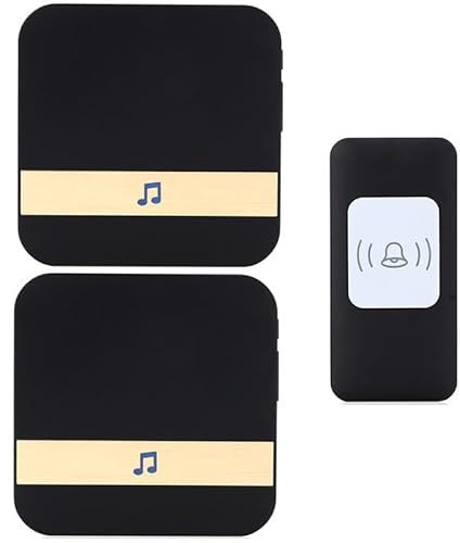 Sonnette sans Fil étanche IP68, kit Mural Double, portée de 300 m, 52 carillons, Volume de 115 DB, 4 Niveaux et lumière Bleue, Sonnette d'entrée enfichable, Noire