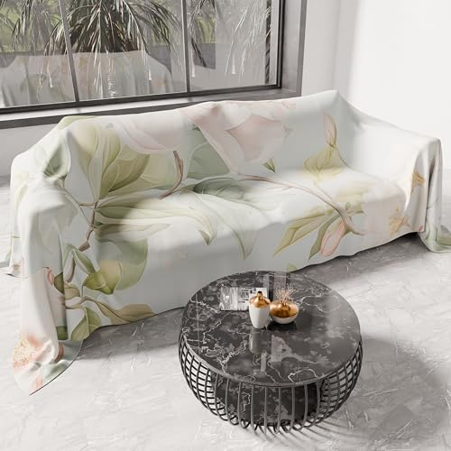 PETTI ARTIGIANI ITALIANI - Cubresofá Multiuso de Microfibra Antimanchas, Diseño 25 Floral 172, Lavable y Protector para Sofá, Colcha y Cubremesa – 360x270 cm - Made in Italy