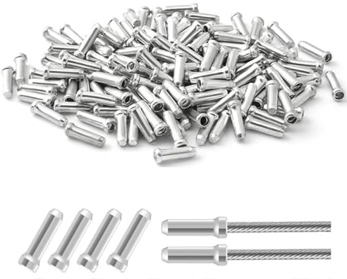 Silber Endhülsen,100 Stück Endkappe Bremszug,Fahrrad Endhülsen Schaltzug,Fahrrad Bremskabel kappen Schaltzug Ersatz Endkappe für Mountainbikes und Rennräder, 1,2 cm