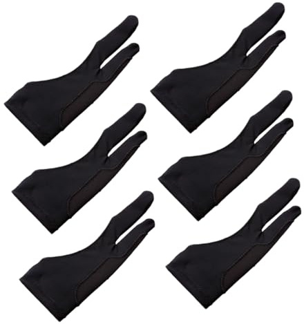 Healvian 6pcs Painting Gloves Two Finger Gloves for Sketching Tablet Graphic Tablet Use Preventing Mishandling During Artwork