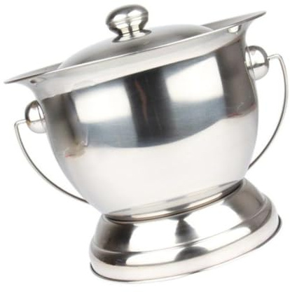 LRXIYODE Pot de Chambre Inox avec Couvercle 1 Litre, Urinoir Portatif Épais en Acier Inoxydable, Bassin D'urinoir Compact pour Usage Domestique, Adapté aux Personnes Âgées et Garçon
