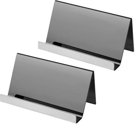Visitenkartenhalter aus Metall, 2 Stück, Schreibtischständer aus Edelstahl, für Visitenkartenhalter, für Büro, Zuhause, Arbeitsplatz, Studio, Schule