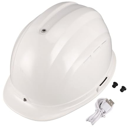 Casque de sécurité pour travailleur de la Construction, Couleur Blanche, 8 000 mAh, Double Ventilateur Solaire, Massage, Refroidissement, Casque de sécurité avec Bluetooth et