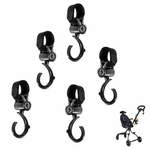 5 Pcs Ganchos Carro Bebe Multifuncional Gancho Carrito Bebé Rotación 360°