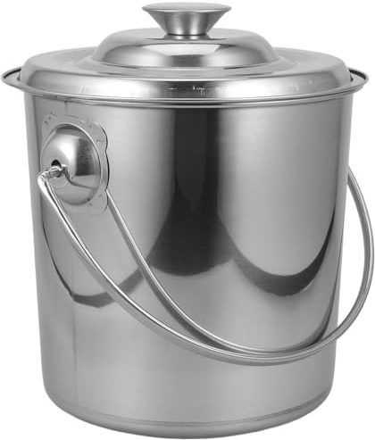 FIXOSHEE Seau Inox Cuisine en Acier Inoxydable 6l avec Couvercle, Seau Hygiénique Multifonctionnel pour Stockage Pratique et Polyvalent