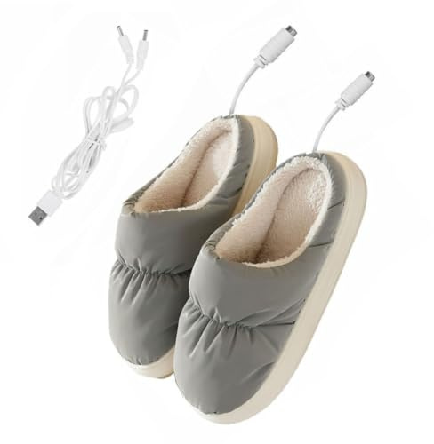 Violiica Chaussons chauffants USB en peluche - Chauffe-pieds électriques pour homme et femme - Température réglable de 45 à 50 °C - Idéal pour la maison et le bureau - Longueur de la semelle rose 28