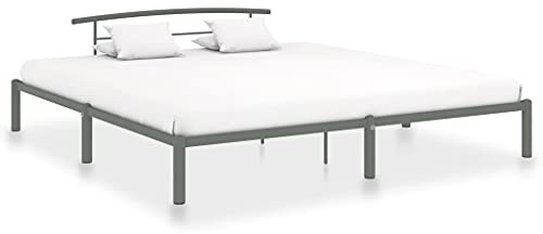 QJBSAVVA Metall Bettgestell Grau 180x200 cm Modernes Doppelbett Rahmen aus Stahl Lattenrost inkl. 210x190x63 cm Robustes Jugendbett für Schlafzimmer und Gästezimmer