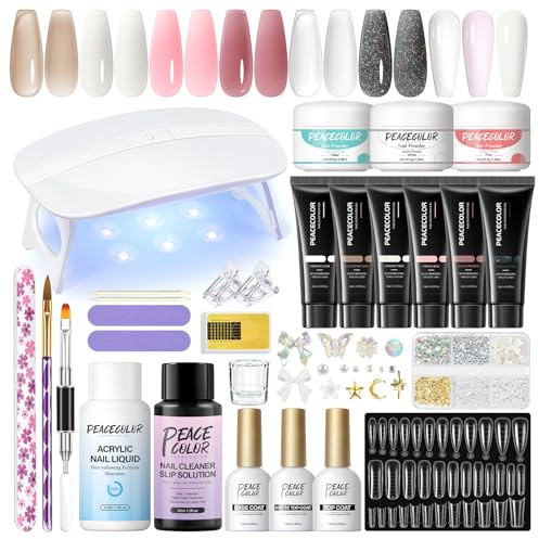 PEACECOLOR Kit Unghie Gel Completo Set Unghie Ricostruzione Set Kit per Unghie in Acrilico