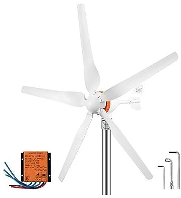 Generatore eolico a turbina 300W 400W 500W con MPPT/regolatore di carica Mulino a vento RV Yacht Farm Piccolo generatore Uso domestico Attrezzi da giardino(500W 5 Blades,MPPT Controller)