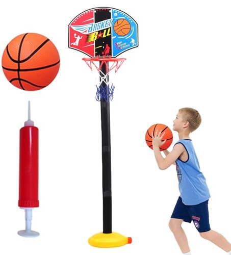 Kids Basketball Hoop Freestandings Adjustable, Basketball Hoop Indoor for Kids with Stand, Basketballs 50-112cm Portable Net for 3 4 5 Year Old Boys Girls – Complete Set with 2 Balls Pump