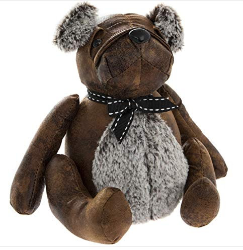 Schöner Türstopper aus Kunstleder im rustikalen Stil in Tierform mit Kunstfell-Details (Hund)
