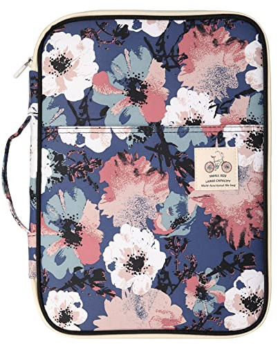 JAKAGO Portfolio Dossier de présentation business padfolio intelligent Folder A4 Folio Document étanche Organizer Passeport sac conference folder Pad Housse étui (fleur)