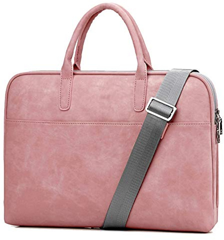 13-13.3 Inch Laptop Tote Bag Women Handbag Vintage PU Leather Briefcase Classic Shoulder Bag for Laptop/Ultra-Book/MacBook/Tablet, Pink Version 2