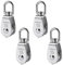 BuxiuGK 4 Pezzo 15 mm Puleggia Singola Blocco Carrucole in Acciaio Inox 304 Ruota di traino filo sospeso Carico 35 Kg - Argento