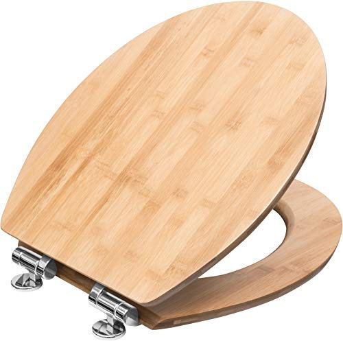 Cornat WC-Sitz Ligna - Hochwertiges Echtholz - Bambus - Absenkautomatik - Komfortables Sitzgefühl - Edle Holz-Optik passt in jedes Badezimmer / Toilettensitz / Klodeckel / KSLIGBSC