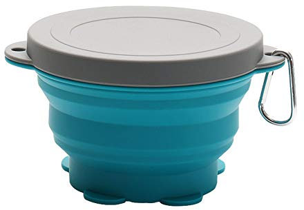 Egurs - Cuenco de Silicona Plegable con Tapa y mosquetón, para Exteriores, Plegable y portátil, 720 ml