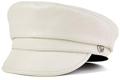 DongBao Army Cap Military Cap Damen Leder Flache Kappe UV Sonnenhut Mit Knöpfe,Kapitänsmütze Herren Damen