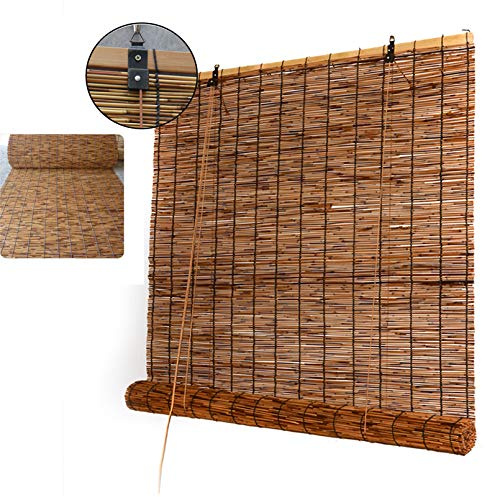 Tende Midollino da Esterno -Cortina di Canna,Tessute a Mano Cortina di Bambù,Tapparella a Carrucola in Bamboo,Tendine A Pacchetto,per Patio/Porta,Personalizzabile Persiane (80x140cm/32x55in)