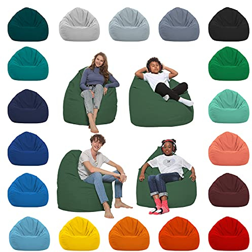 HomeIdeal - Sitzsack XXL Bodenkissen für Erwachsene & Kinder - Geeignet für Gaming oder Entspannen - Indoor wie Outdoor da er Wasserfest ist - mit EPS Perlen, Farbe:Dunkelgrün, Größe:XL