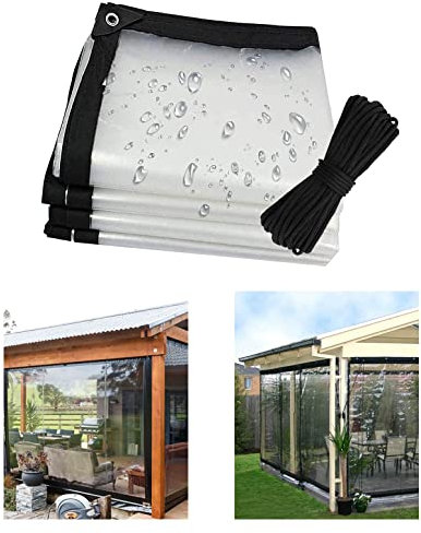 Transparente Plane, Schutzplane 2x2m 4x7m, Industrieplane Mit Ösen, Strapazierfähiges PVC Für Pergolen, Terrassen, Terrassenbeläge, Dachpaneele, Ganzjährig ( Color : Clear , Size : 10x16 ft(3x5m) )