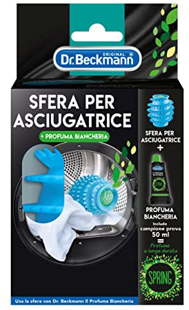 Dr. Beckmann | Sfera per Asciugatrice | 50 ml | Riempibile con Profuma Biancheria | Riutilizzabile | Aiuta a ridurre i tempi di asciugatura | 50 ml