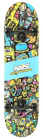 Nils Extreme Skateboard Für Kinder Jugend und Erwachsene - ABEC 7 - Longboard - Rollen Board - Hohe Qualität Skateboards Holz Deck - 78x20 cm - CR3108SA - Color Worms 2