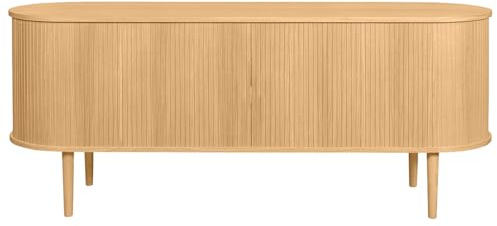 Miliboo Sideboard mit Schiebetüren aus Eichenfurnier und massiver Eiche B 160 cm Epic