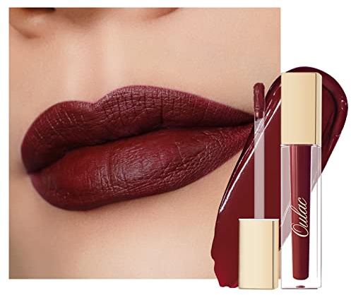 Oulac Matte Liquid Dark Red Lipstick for Women, Long Lasting Lip Stain, Waterproof Highly Pigmented Creamy Formula Lipstick with Vitamin E, Vegan, 4.5ml (M18)
