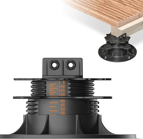 50x LANGFIT® Stelzlager L für Terrassendielen – Bis 50% schneller montiert – Mit Maßskala – Stufenlos höhenverstellbar von 35-75mm – Für Unterkonstruktionen aus Holz, WPC, Alu – Made in Germany