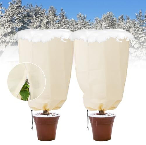 YCeru 2er-Pack Pflanzenabdeckungen Frostschutz – 177,8 cm H x 139,7 cm B große Frostdecken für Pflanzen – Frosttuch mit Reißverschluss und Kordelzug – Frostschutzhüllen für Bäume
