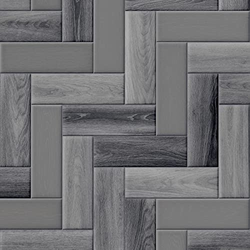 Dark Grey Modern Parquet Morris Vinyl Flooring 2.6mm Thick Felt Backed R11 Lino (3m x 4.5m)