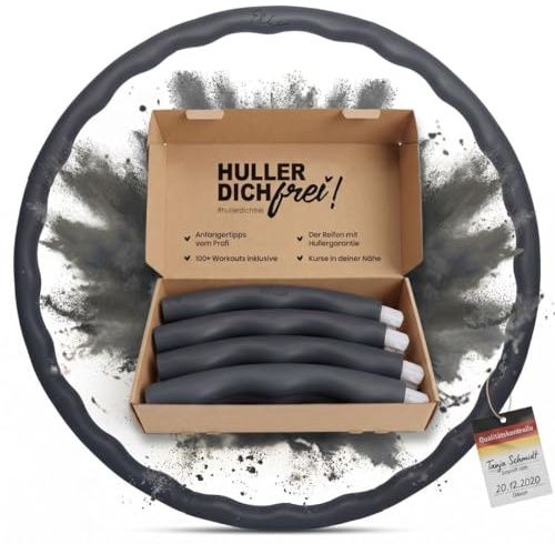 Elli Hoop® M - DAS ORIGINAL - Hula Hoop Reifen, Gymnastikreifen zum Abnehmen, Fitness für Erwachsene. Anfänger & Fortgeschrittene geeignet [104cm, 1,3kg, schwarz]