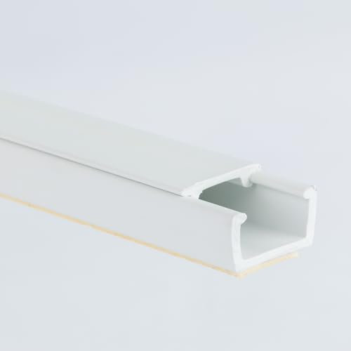 2.44M (8.01ft) White Electrical Cable Hider Trunking Self Adhesive PVC Wire Conduit Plastic Cover - Mini Trunk Cable Management to Hide Single Cables TMW Profiles (10 mm x 8 mm trunk)
