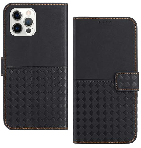 AIFIVE Handyhülle für iPhone 12 / iPhone 12 Pro Hülle, PU Leder Kartenfächern Wallet Standfunktion RFID Blockierung Schutz Stoßfest Magnet Klapphülle 6.1 Zoll (Schwarz)