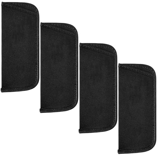 PEOVLVN 4 Pack Soft Glasses Case, Portable Cloth Eyeglass Case Soft Sunglasses Pouch Travel Sunglasses Case for Women Men Protective Reading Glasses Case (Black)
