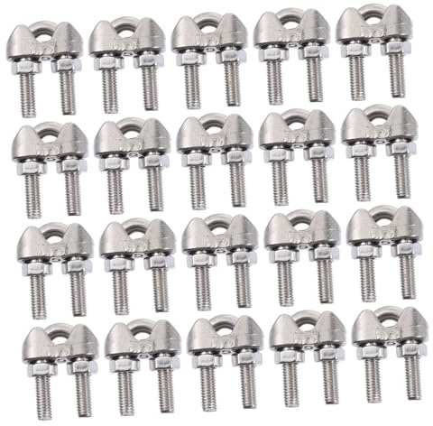 SOLUSTRE 20piezas Abrazaderas De Cable Inox Antióxido Para Sistemas De Barandillas y Banderas