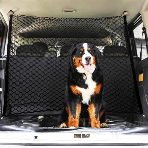 bangminda Dog Car Barrier Net Pet Car Divider Double Layer Vehicle Dog Guard Universal Back Seat Barrier Net Mesh for Trucks SUV Backseat Divider Travel Trunk Mesh Barrier 120 x 90 cm